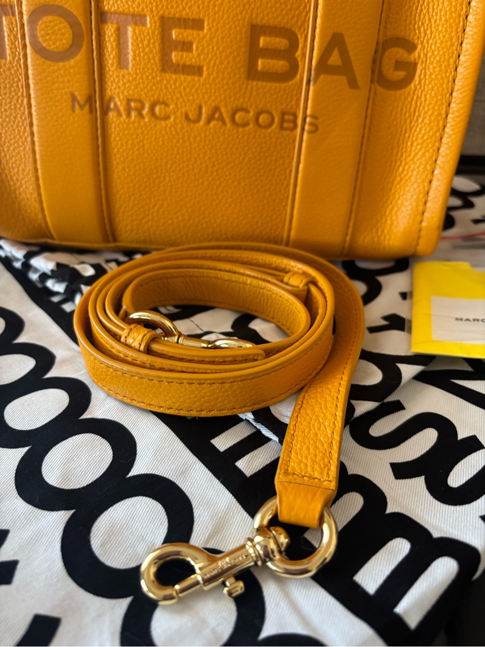 Marc Jacobs Pebbled Leather The Tote Bag SMALL in Mustard - Picture 4 of 16